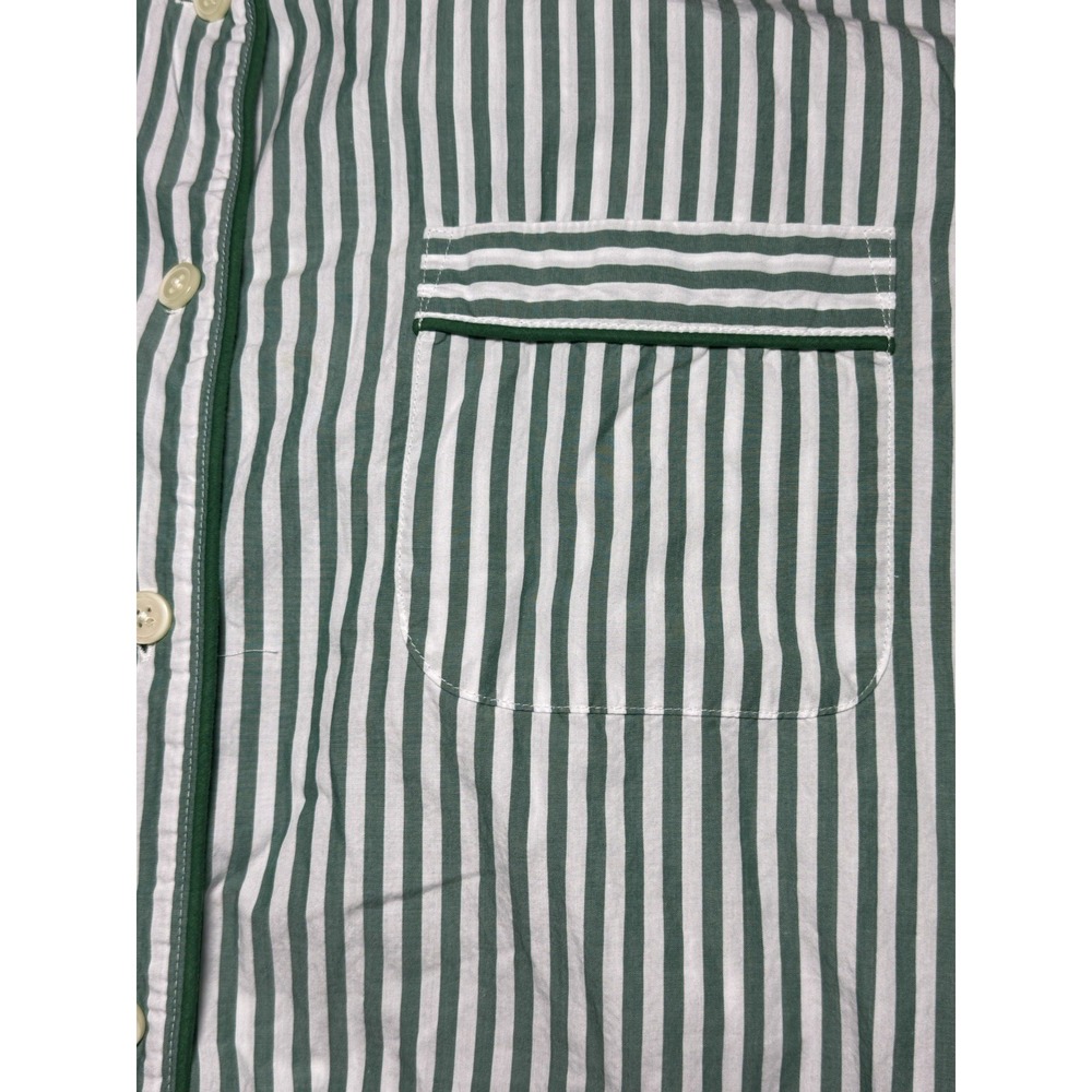 J Crew Poplin Pajamas Set Womens XXL Cotton Green Striped 2XL HTF Pants Top PJs - Picture 7 of 14